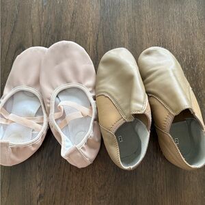 Children's Ballet & Jazz Dance Shoe Pair - Blush Pink and Tan GIRLS SIZE 2